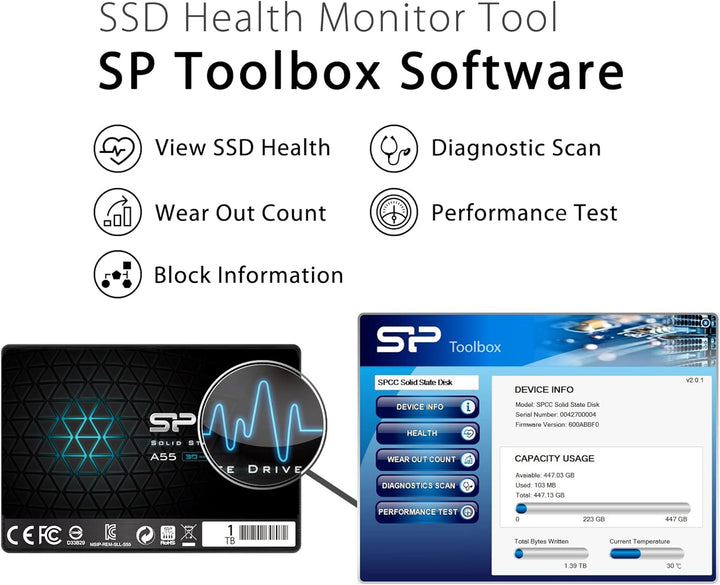 Silicon Power 2-Pack 1TB SSD 3D NAND A55 SLC Cache Performance Boost SATA III 2.5" 7mm (0.28") Inter