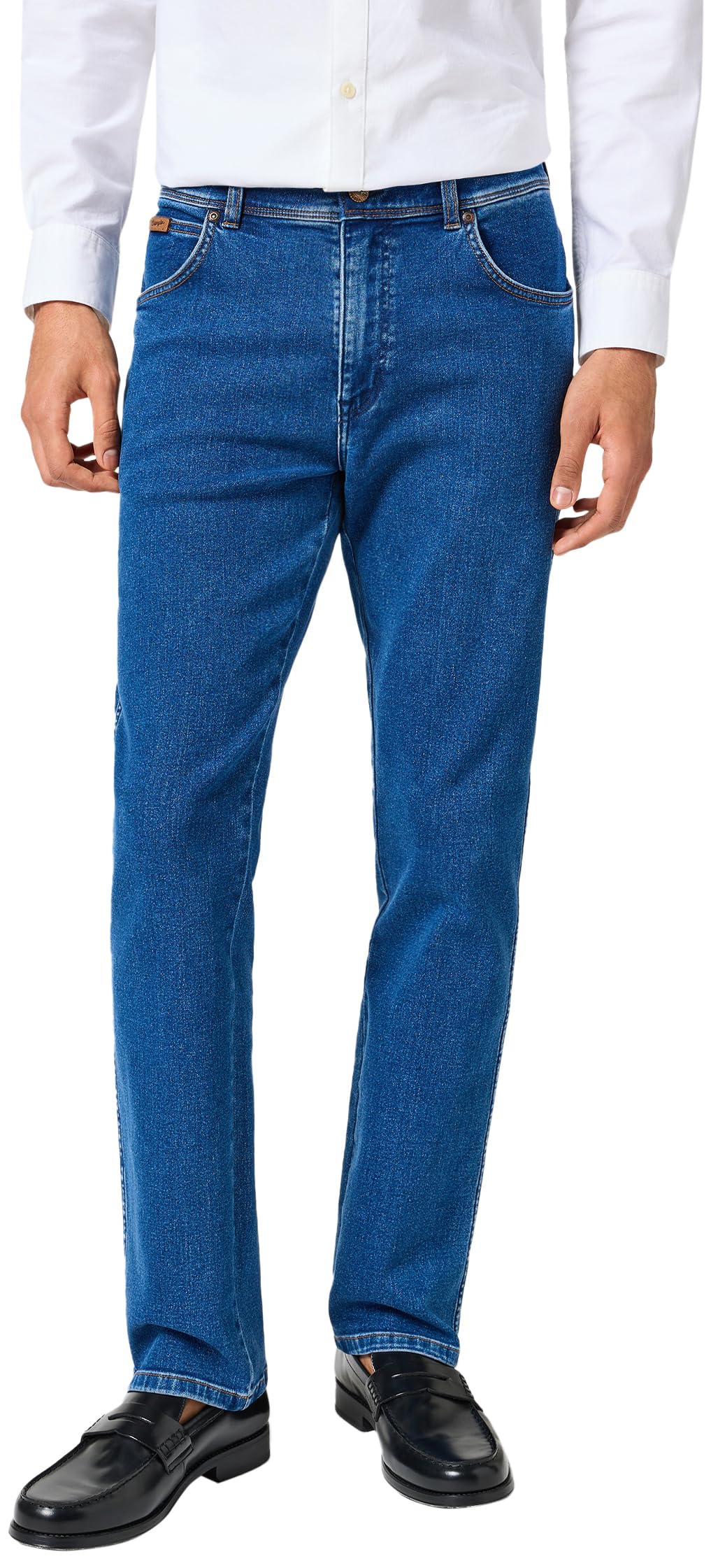 Wrangler Texas Stretch W121XU13M Herren Jeanshosen/Lang, Karotte (Tapered) 29W / 32L Midnight Shadow