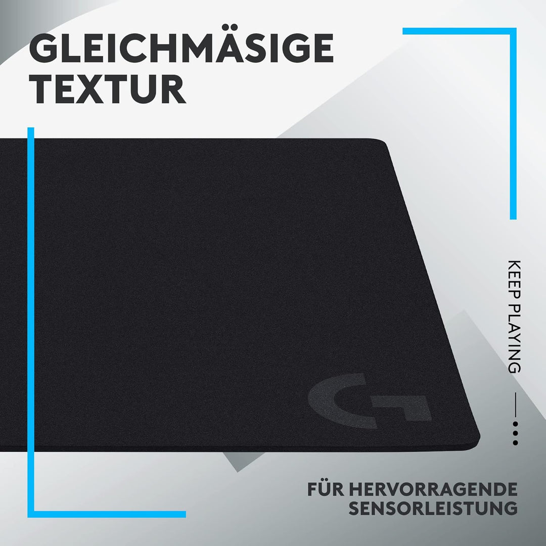Logitech G640 Gaming-Mauspad aus Stoff, 460x400 mm, 3mm flaches Profil, Geringe Oberflächenreibung,