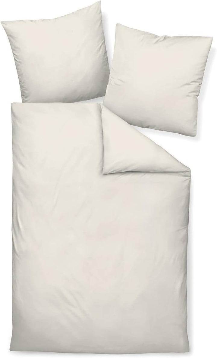 Janine Mako Satin Bettwäsche Uni Colors 200 x 220 cm Ecru 1 Bettbezug 200 x 220 cm + 2 Kissenbezüge