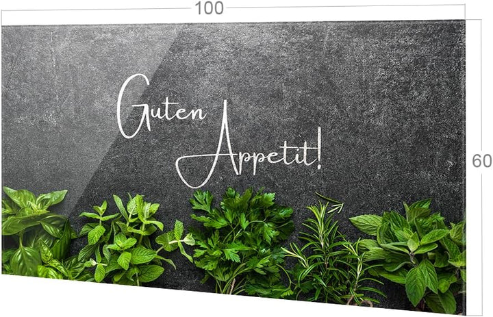 GRAZDesign Spritzschutz Küchenrückwand Glas Küche für Herd &amp; Küchenspüle, Kräuter Guten Appetit Glas