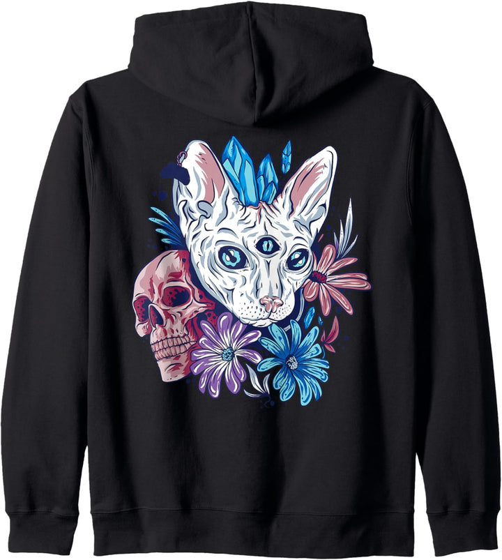 Goth Sphynx Cat Mystic Crystal Cat Witchcraft Gothic Hexe Kapuzenjacke