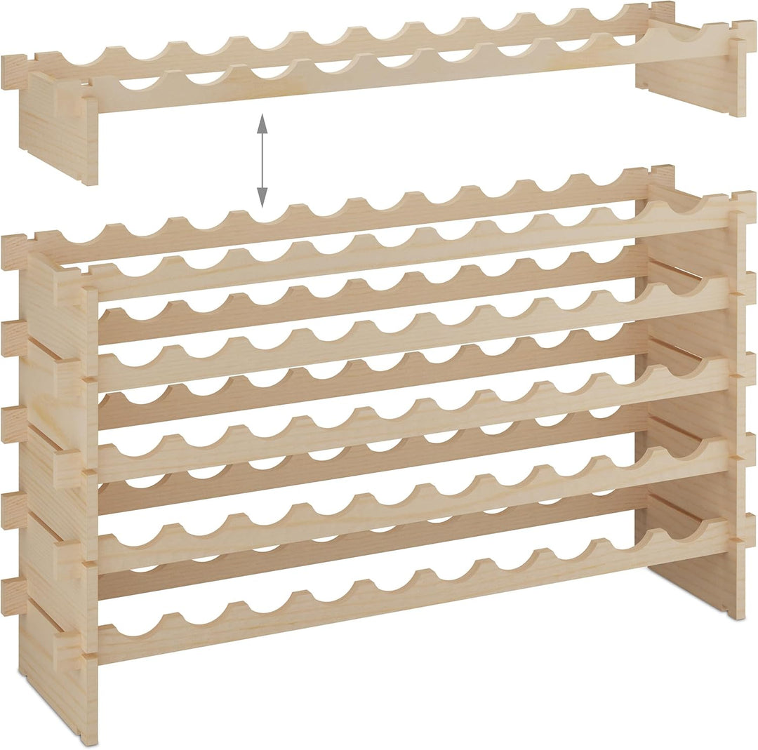 Relaxdays Weinregal, für 60 Weinflaschen, stapelbares Flaschenregal, HBT: 73x103x25 cm, erweiterbar,