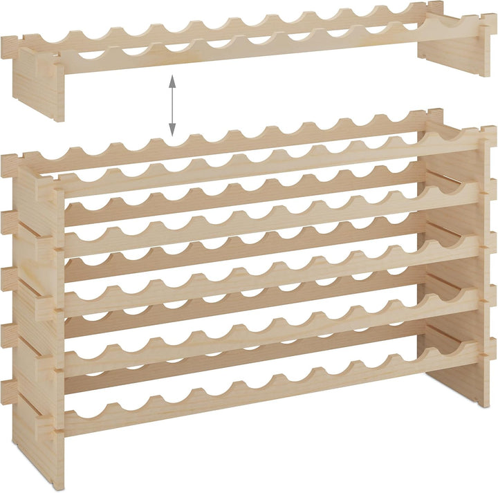 Relaxdays Weinregal, für 60 Weinflaschen, stapelbares Flaschenregal, HBT: 73x103x25 cm, erweiterbar,