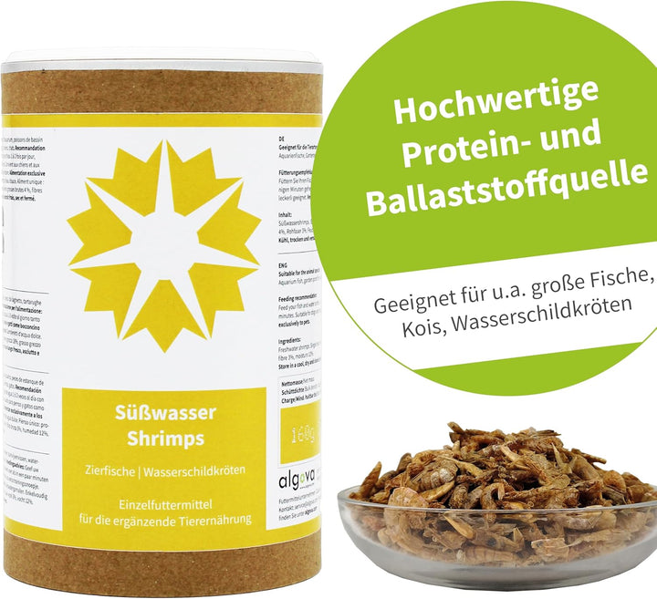 Süsswasser Shrimps getrocknet 2-4cm Futter Wasserschildkröten Koi algova® (1L = 160g) 160 g (1er Pac