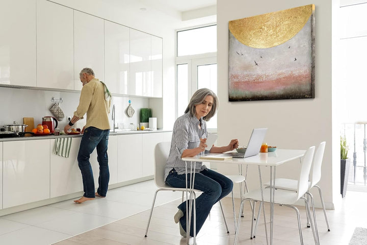 YS-Art XXL Abstrakt Acryl Gemälde auf Leinwand Sonnenenergie II handgemalt Wandbilder Wohnzimmer mod