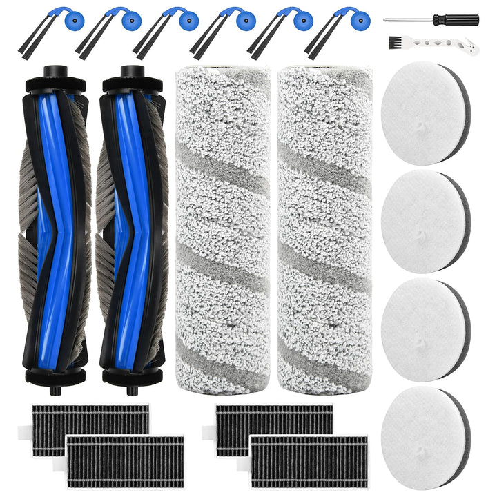 20 Stück Zubehör für ECOVACS X11 OMNICYCLONE Saugroboter, 2 Hauptbürste 2 Wischrolle 4 HEPA-Filter 4
