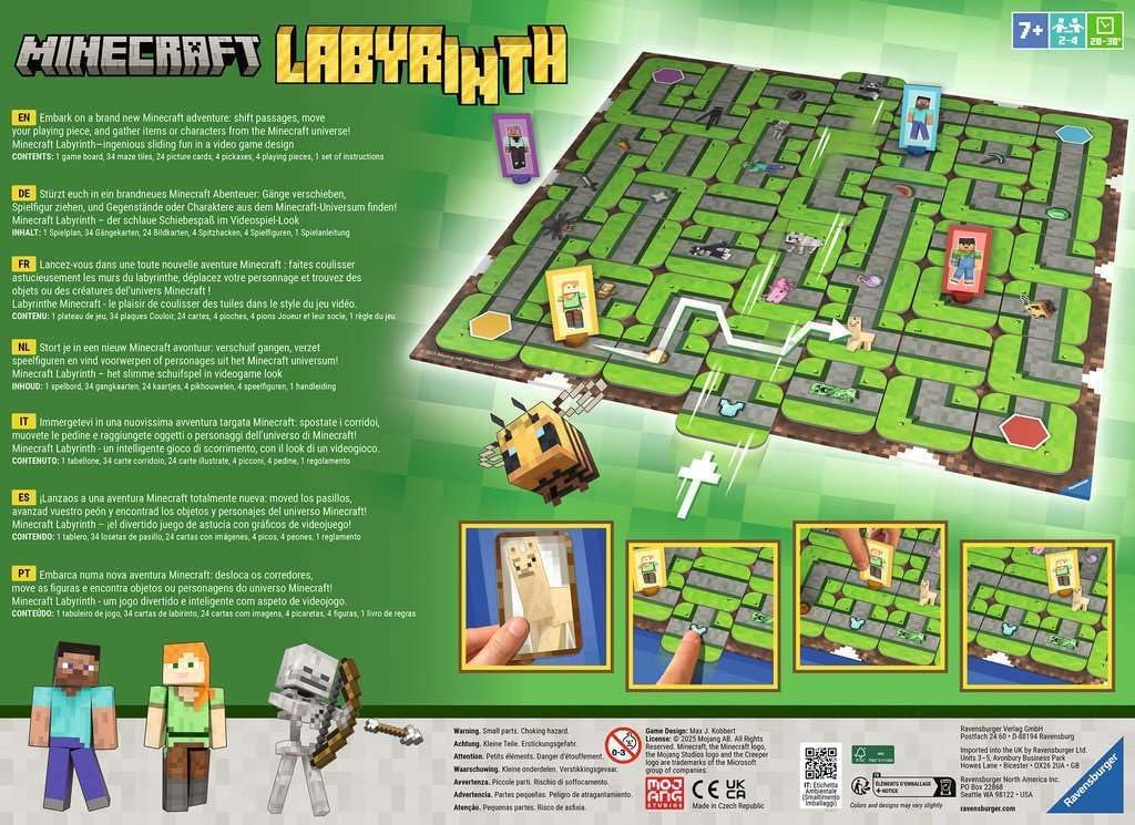 Ravensburger 24684 - Minecraft Labyrinth - Der Spieleklassiker für 2-4 Spieler ab 7 Jahren mit Chara
