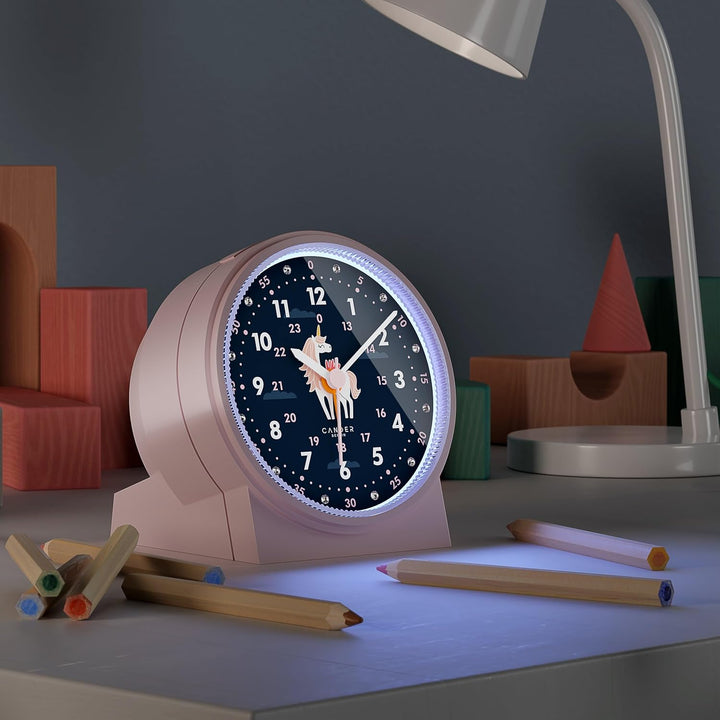 Cander Berlin MNU 1209 M Kinderwecker lautlos Einhorn Licht Snooze Beleuchtung analog Jungen Mädchen