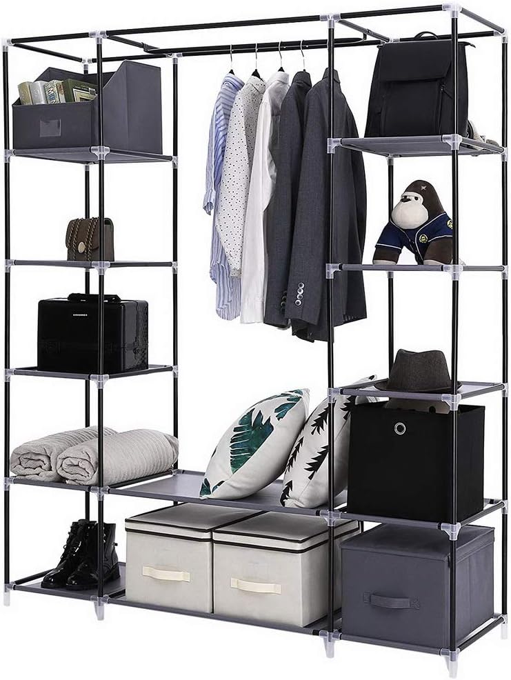 LEADZM Kleiderschrank, Faltschrank Stoffschrank Faltbare Garderobe Canvas mit Reissverschluss, Fäche