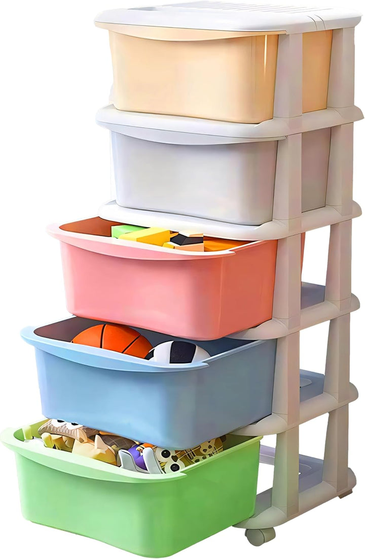Retoo Kinderregal Spielzeug Organizer Spielzeugregal Aufbewahrungsboxen Aufbewahrungsregal mit 5 Her