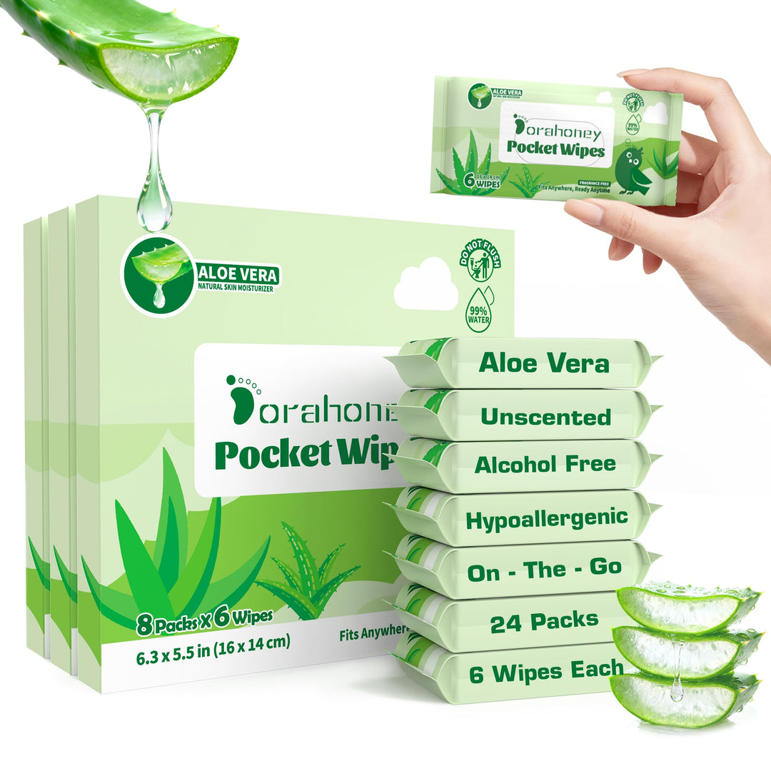 Feuchttücher Reisegrösse mit Aloe Vera – Mini, 99% Wasser, unparfümiert, sanft zur empfindlichen Hau