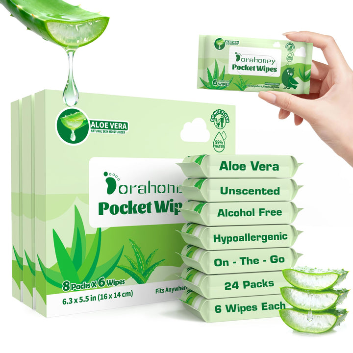 Feuchttücher Reisegrösse mit Aloe Vera – Mini, 99% Wasser, unparfümiert, sanft zur empfindlichen Hau