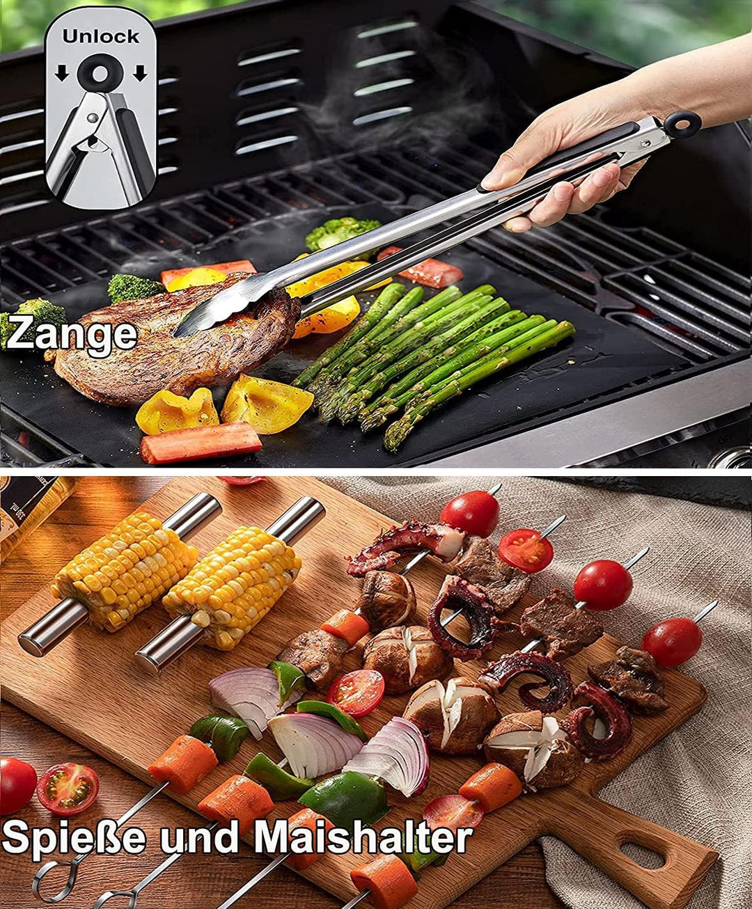 Grillbesteck Set,Grillset Grillzubehör im Geschenke für Männer,21-Stück Edelstahl Barbecue-Utensilie