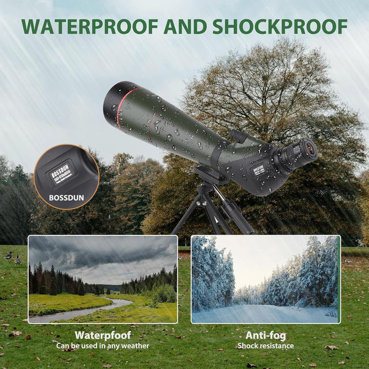 25-75x100 HD Spektiv Sportschützen mit Stativ- und Smartphone-Adapter, Zoom Bak4 Prism FMC Lens 45-G