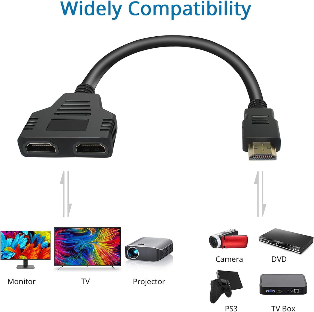 BATU HDMI-Splitter-Adapterkabel – HDMI-Splitter, 1-in-2-Out-Stecker auf Dual-Buchse, 1 auf 2-Wege-Bu