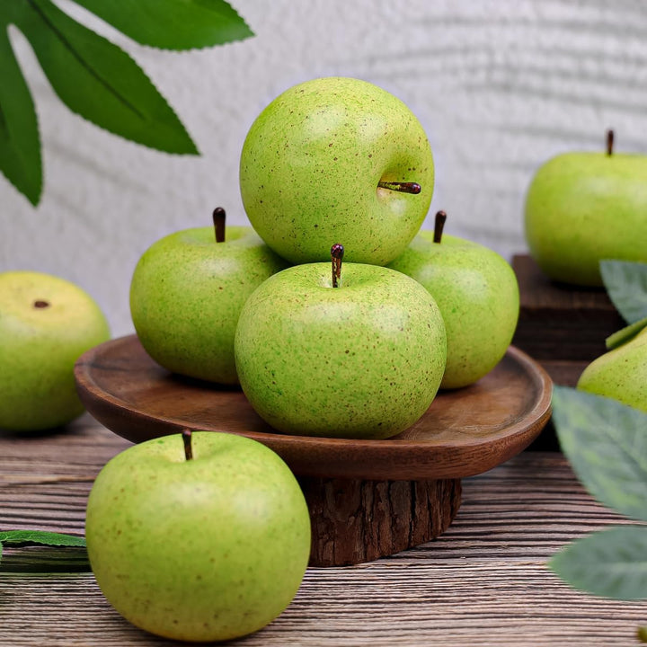 Gresorth 6 Stück Lebensechte Künstliche Grün Apfel Faux Gefälschte Apfels Früchte Obst Party Festiva