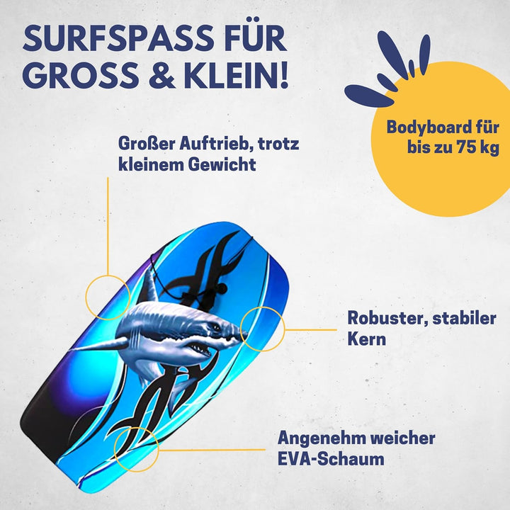 BEST SPORTING Bodyboard Kinder – Leichtes Surfbrett für Strand, Meer & Schwimmbad | 92 x 46 x 5 cm |