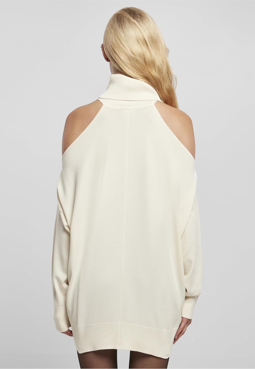 Urban Classics Damen Ladies Cold Shoulder Turtelneck Sweater XXL Whitesand, XXL Whitesand