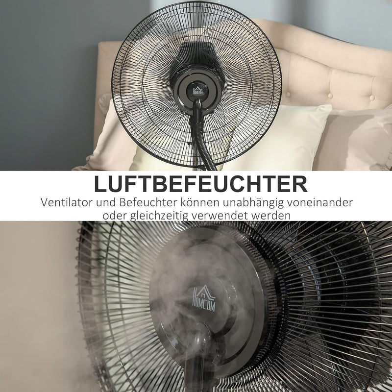 HOMCOM Standventilator mit 3,1 Liter Wasserkühlung 3 Modi Nebelfunktion 90 W Ventilator Lüfter Verst