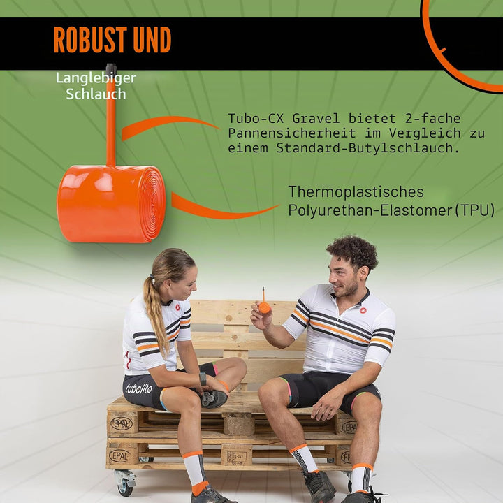 Tubo-Schlauch – CX/Gravel – 700c/28 Zoll – 60-mm-Ventil – Orange
