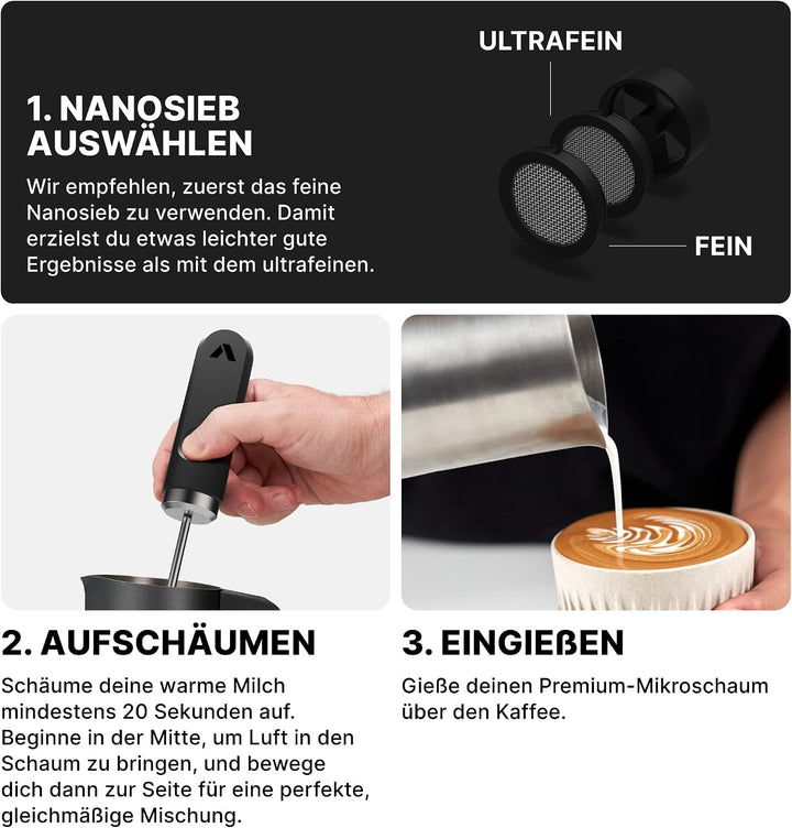 Subminimal NanoFoamer White Special Edition Lithium Handheld Milk Foamer; Make Premium Microfoamed M
