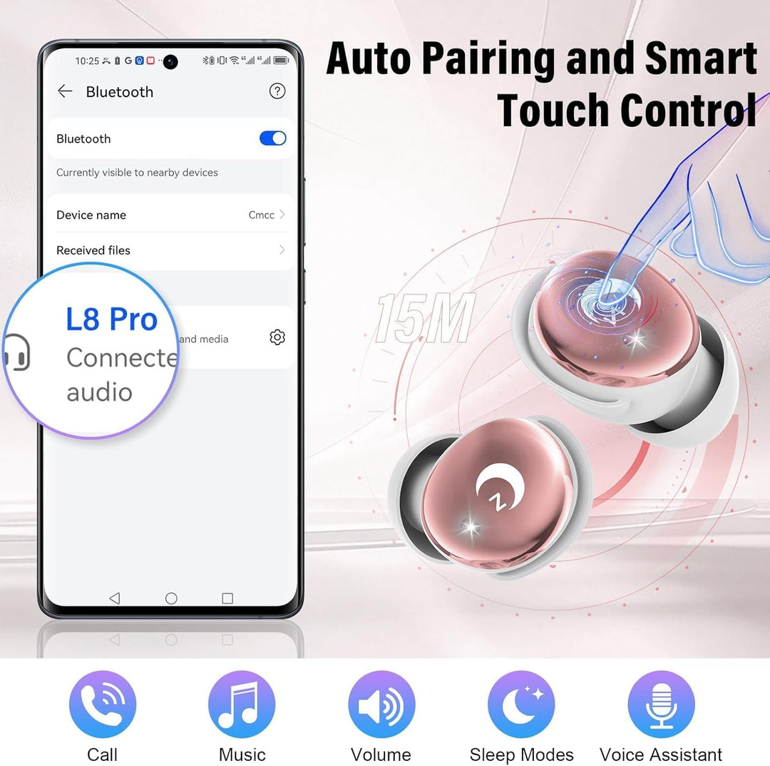 Bluetooth Kopfhörer, Mini 48 Std Schlafkopfhörer Bluetooth 5.4 mit Touchscreen, 2026 Neue in Ear Kop