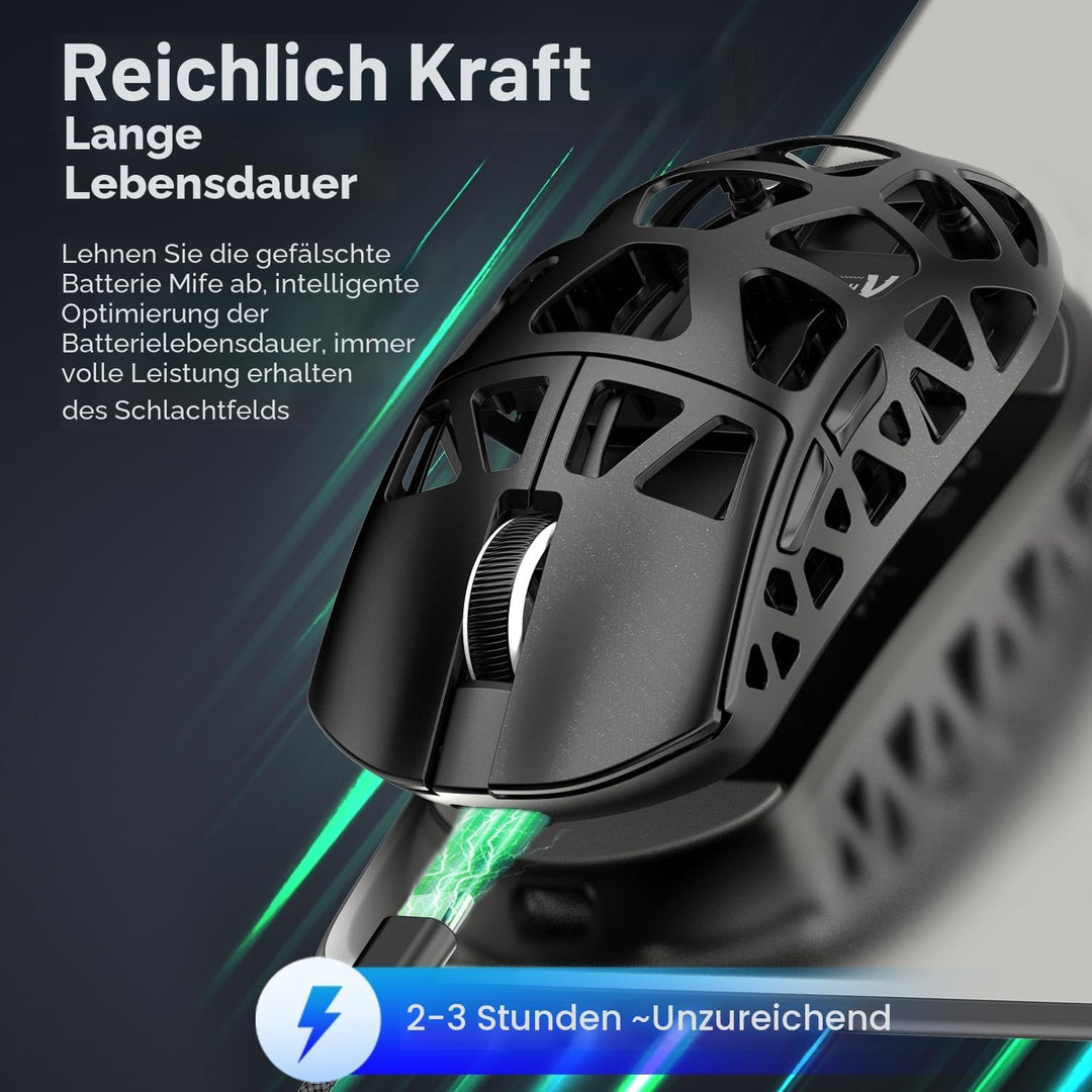ATTACK SHARK R3 Magnesiumlegierungsmaus, kabellose 8K-Maus, 46 g SUPERLIGHT-Maus, PixArt PAW3395-Gam