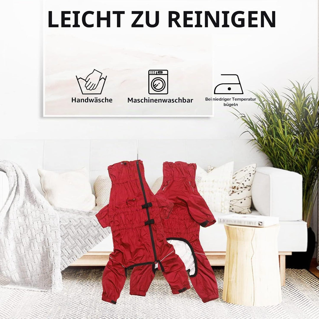 MOREZI Hunderegenmantel, hoher Kragen wasserdicht, Regenmantel-Set mit Reflexstreifen und Reissversc