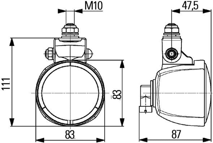 HELLA - Halogen-Arbeitsscheinwerfer - Modul 70 - 12V - Anbau/geschraubt - hängend/schwenkbarer Monta