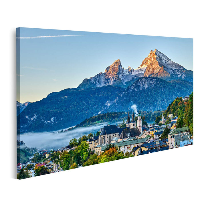 islandburner Bild auf Leinwand Berg Watzmann Stadt Berchtesgaden Bayerische Alpen Bilder Wandbilder