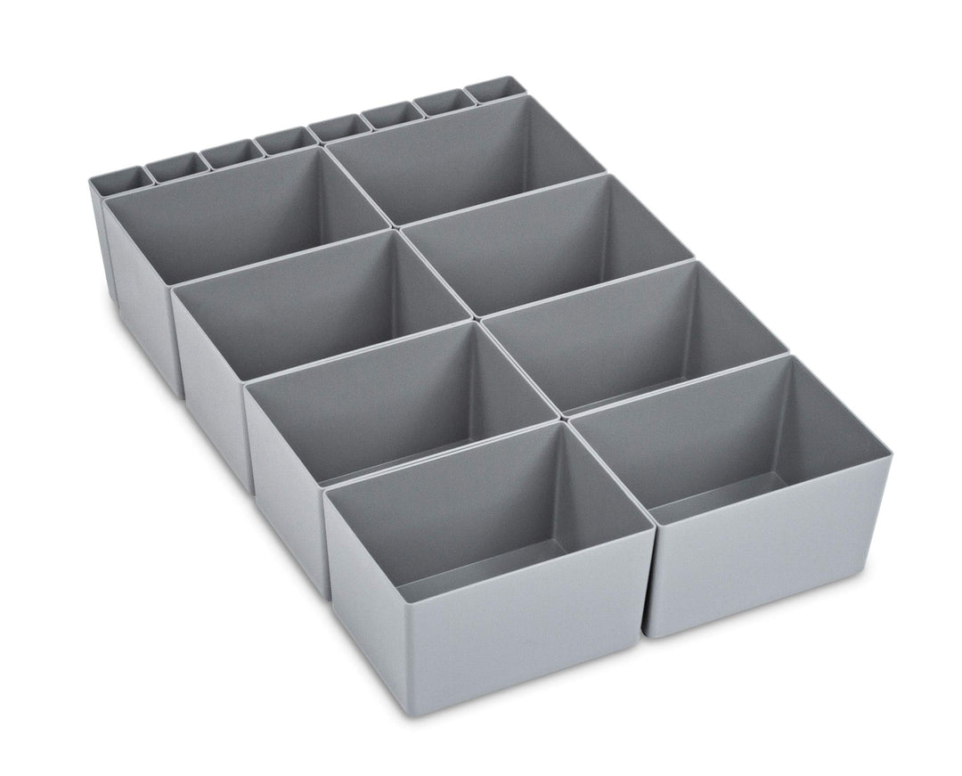 aidB NextGen Einsatzkasten Set "1/8 Unterteilung", 600 x 400 x 120 mm, ideal als Einsatz für Schubla