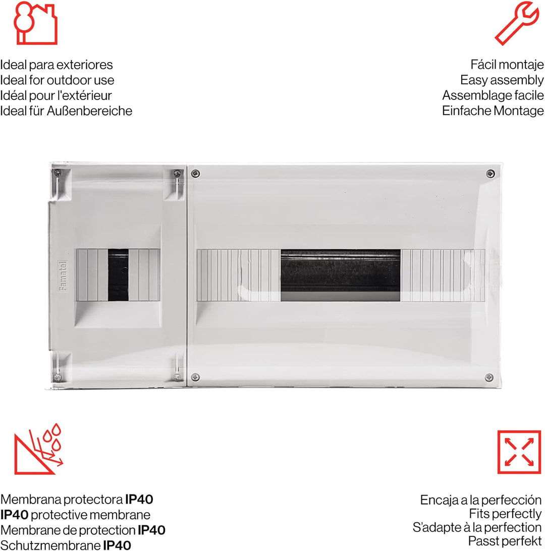 FAMATEL – Einbauschrank Vita | IP40 | ICP 32+14 Elemente| 195 x 394 x 62 mm | Grau, Weiss