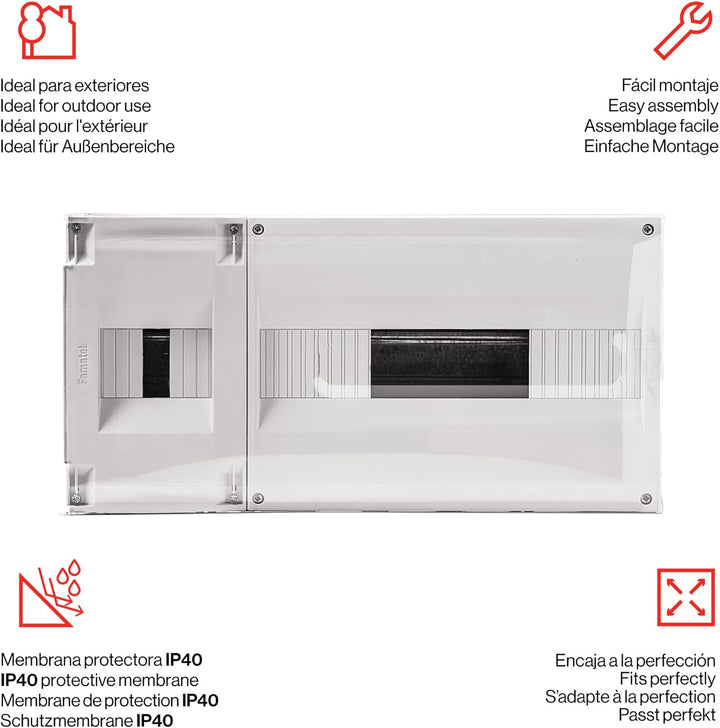 FAMATEL – Einbauschrank Vita | IP40 | ICP 32+14 Elemente| 195 x 394 x 62 mm | Grau, Weiss