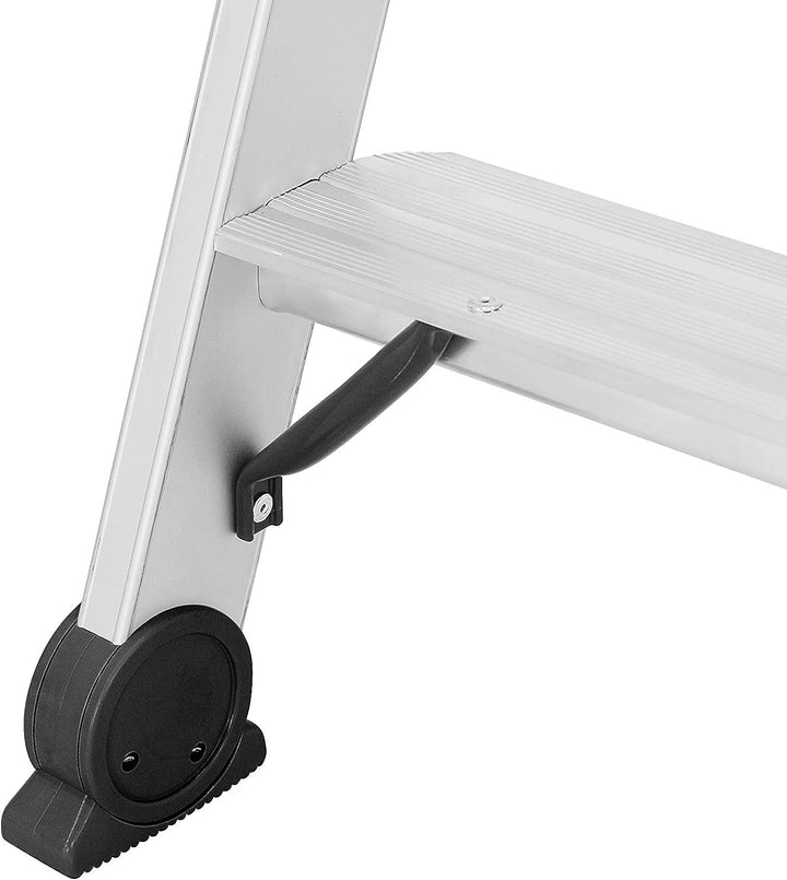 Hymer Stufenstehleiter 2x6 Stufen (Trittleiter beidseitig begehbar, eloxierte Holme, Stahl Scharnier