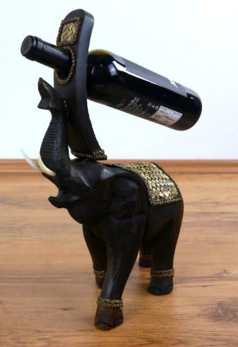 livasia Dekoelefant als Weinflaschenhalter Holzelefant (Handarbeit) asiatischer Flaschenständer/Flas