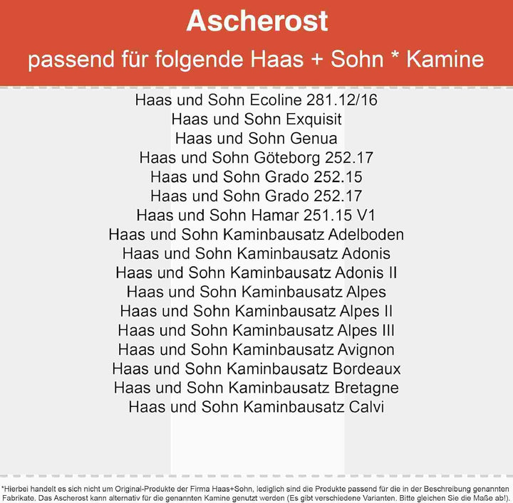 Kaminrost - Passend für Haas+Sohn Kaminöfen inkl. Modellübersicht - Ascherost Kamin aus massivem Sta