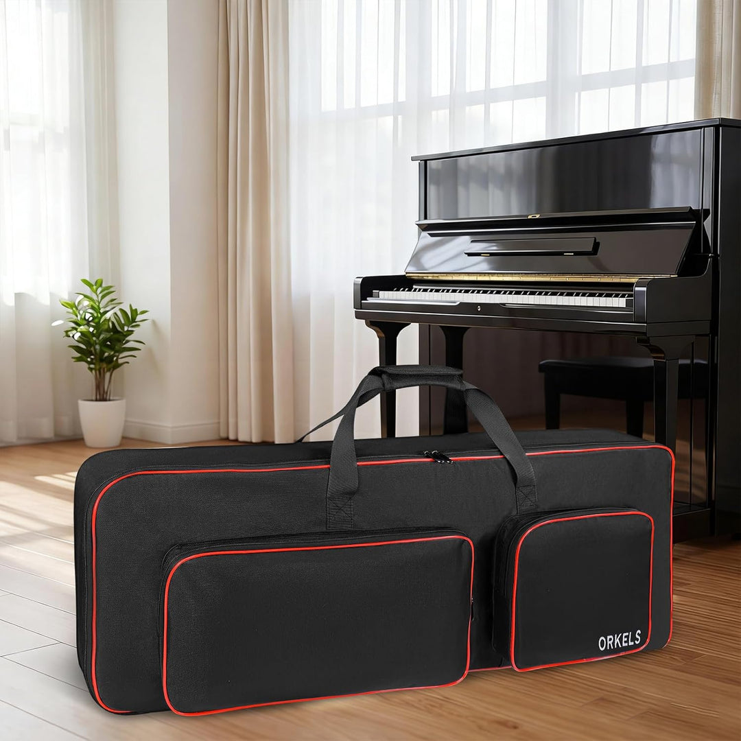 Keyboard Tasche für E-Piano, Gepolsterte 600D Wasserdichte Keyboard Tasche mit Rucksackgurten & Zube