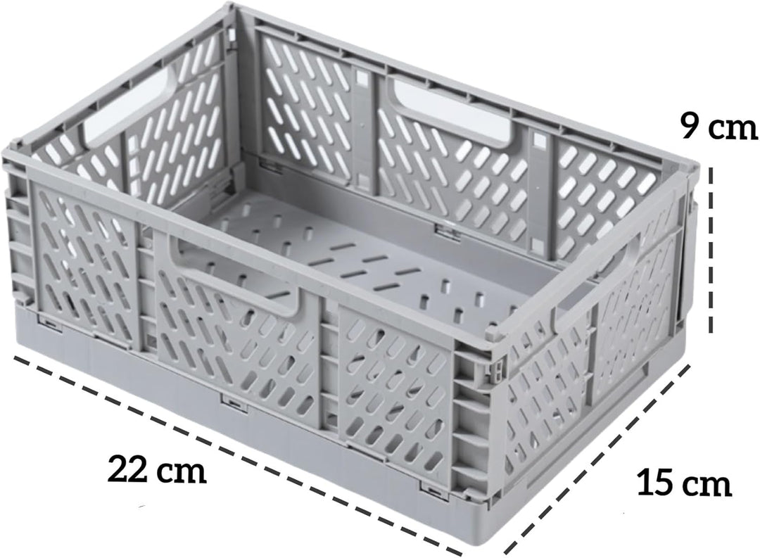 4 Stück Grau Klappbox 22×15×9cm,Klappkiste Körbe Aufbewahrung Zusammenklappbarer Tragbar Aufbewahrun