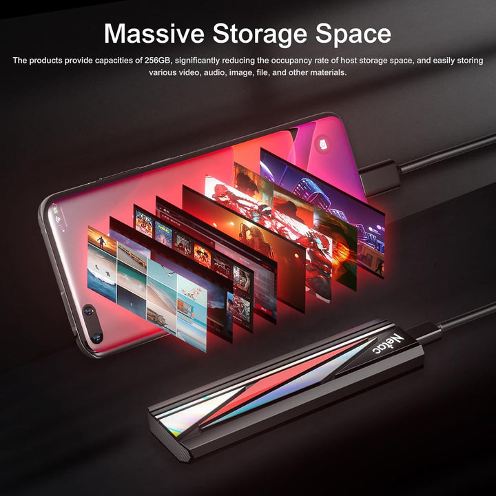 Netac PSSD 256GB Externes Solid State Drive 256GB USB3.2 Gen 2 Lesegeschwindigkeit von bis zu 2000MB