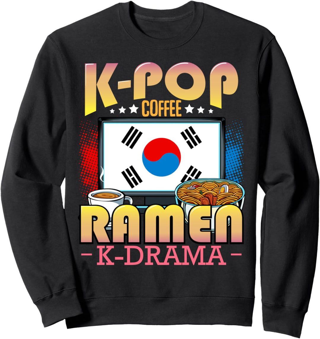 K-Pop Coffee Ramen K-Drama Hangul Oppa Idol Soba Koffein Sweatshirt