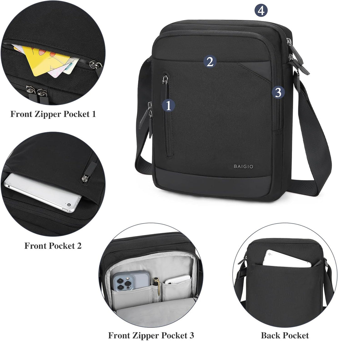 BAIGIO Herren Umhängetasche Tablet iPad bis 11 Zoll, Schultertasche Herrentasche zum Umhängen Crossb