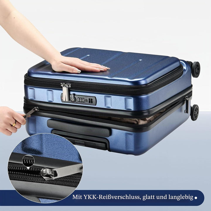 Kaleenie 16" Handgepäck-Aktenkoffer mit 2 Laptopfächern, Leichter Hartschalenkoffer mit leisen Spinn