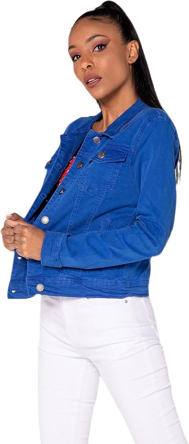 Nina Carter J212 Damen Jeansjacke Übergangsjacke Leichte Waschungseffekt Denim Casual Jacke S Königs