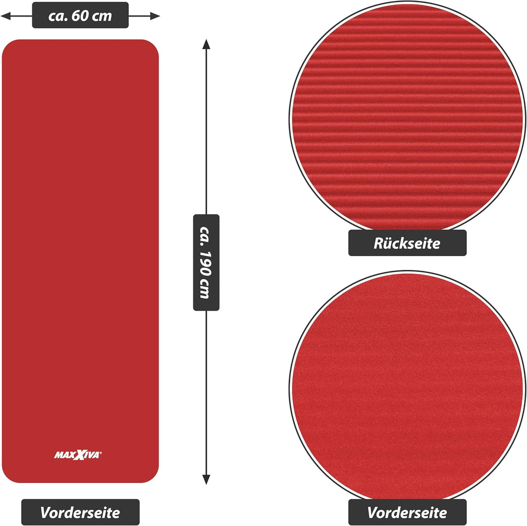 Yogamatte - 190x60x1,5 cm oder 190x100x1,5 cm, mit Tragegurt, Phthalatfrei, Rutschfest, Farbwahl - G