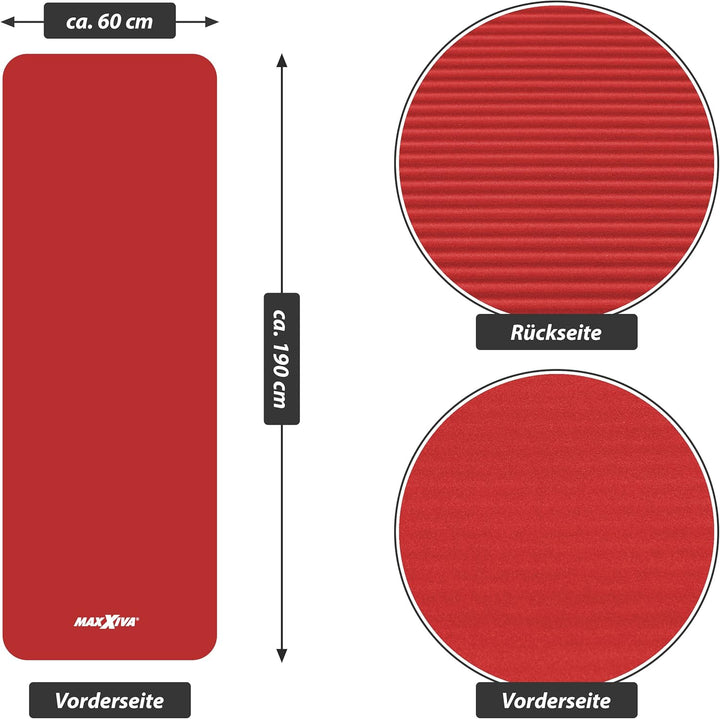 Yogamatte - 190x60x1,5 cm oder 190x100x1,5 cm, mit Tragegurt, Phthalatfrei, Rutschfest, Farbwahl - G