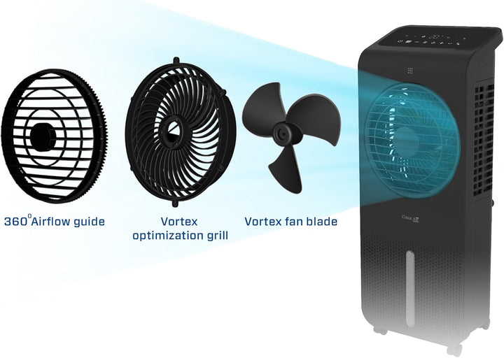 Clean Air Optima CA-104B 3-in-1 Luftkühler – Luftbefeuchter & Zirkulator Ventilator – 360° Oszillati