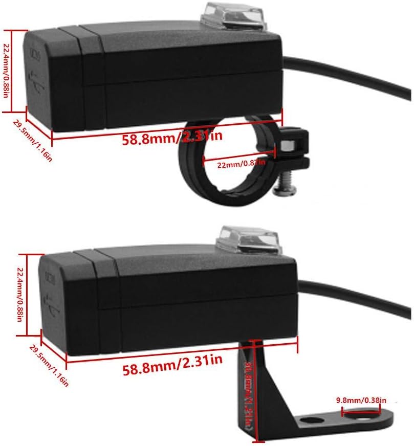 USB-Ladegerät für Motorrad, Set mit Doppel-USB, wasserdicht, Schnellladegerät für Handy mit Schalter