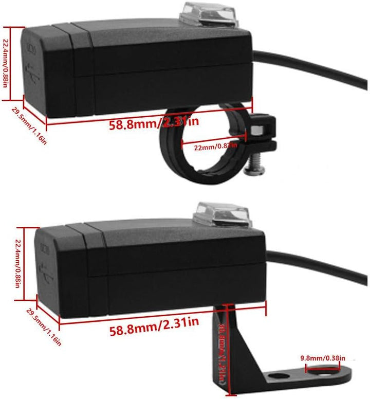 USB-Ladegerät für Motorrad, Set mit Doppel-USB, wasserdicht, Schnellladegerät für Handy mit Schalter
