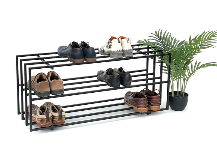 DanDiBo Schuhregal Metall Schwarz 3 Ebenen 96552 Schuhablage Schuhständer Modern Stabil Massiv Schuh